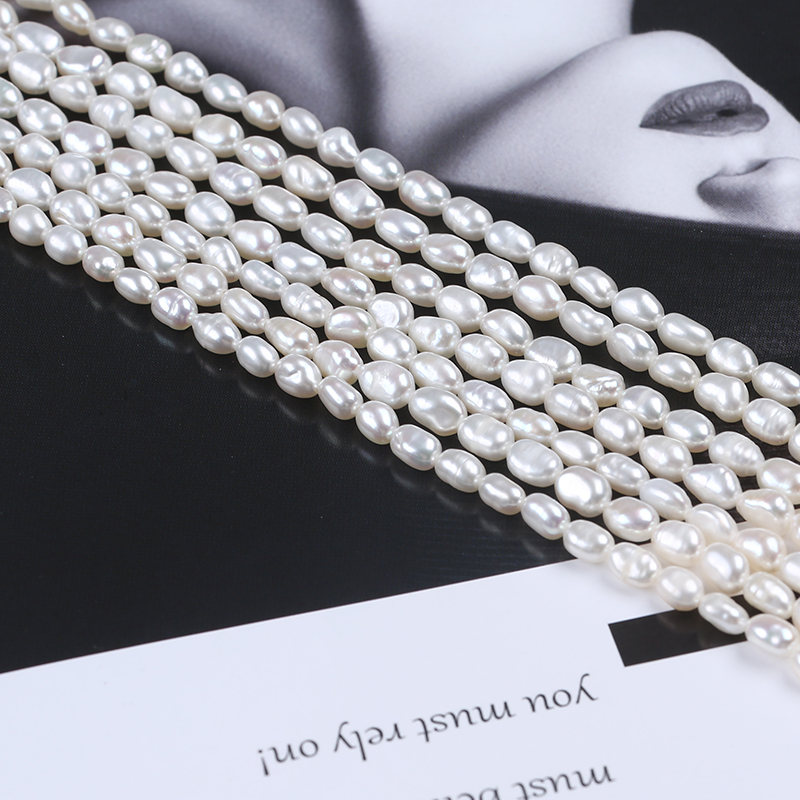 Hot Selling 4-5mm Staight Drilled Baroque Pearl Strand for Necklace Choker