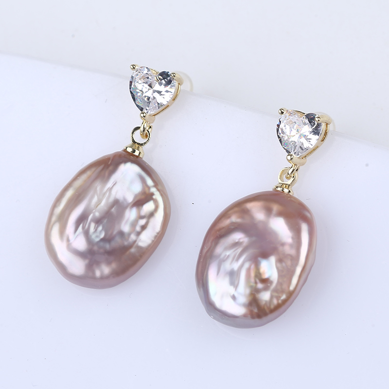 China Earring Natural Purple Pearl Earring for Wholesale