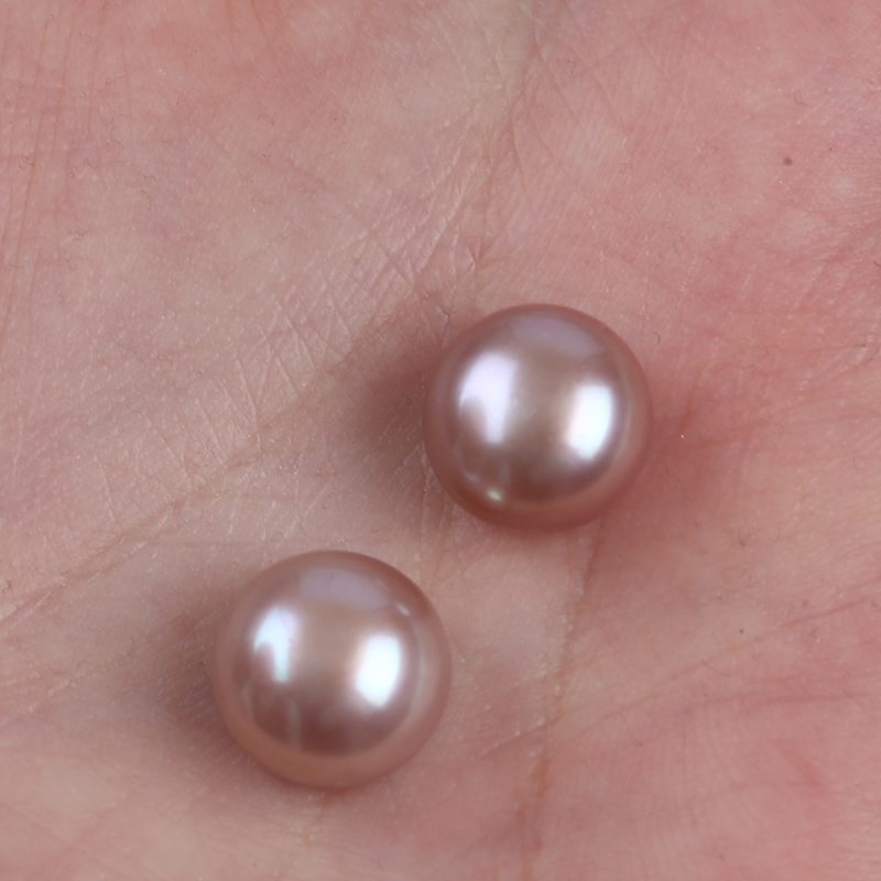 11-12mm Dyed Purple Color Button Pearl for Earrings Stud