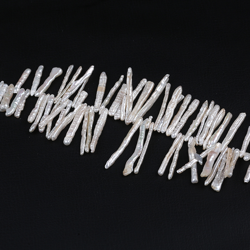 Irregular Size Top Drilled Toothpick Shape Biwa Pearl for Jewelry Making