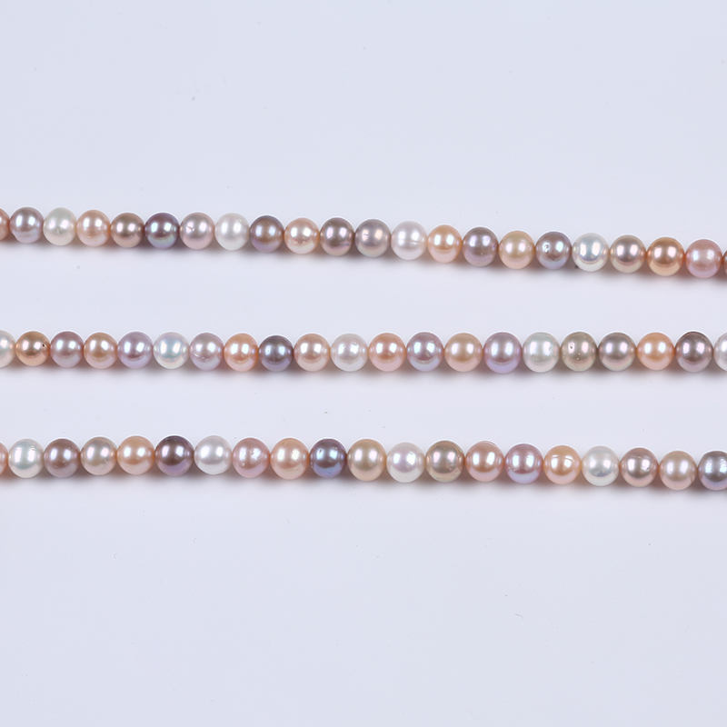 8-9mm Natural Multi Color Near Round Pearl Strand for Necklace
