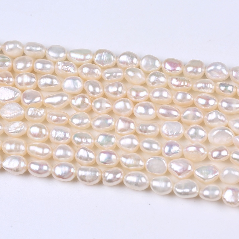 Straight Drilled Natural White Color Baroque Pearl for Triple Necklace
