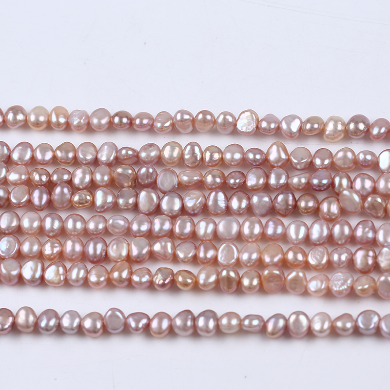 5-6mm Natural Pink And Purple Color Baroque Pearl Strand for Jewelry Making