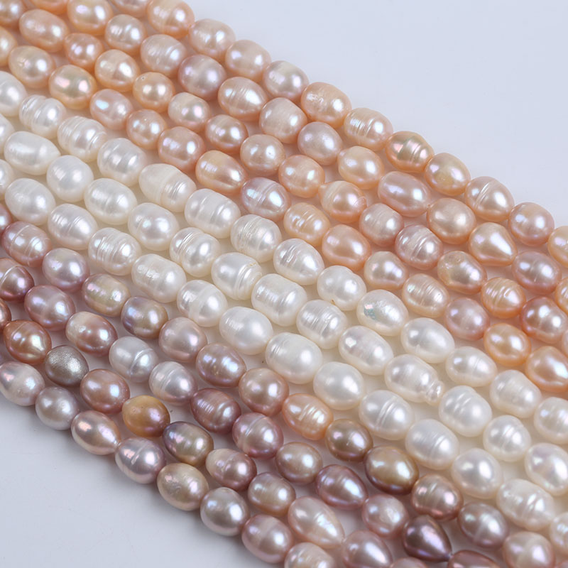 Zhuji Pearl Wholesale 9-10mm Natural Rice Pearl for Necklace