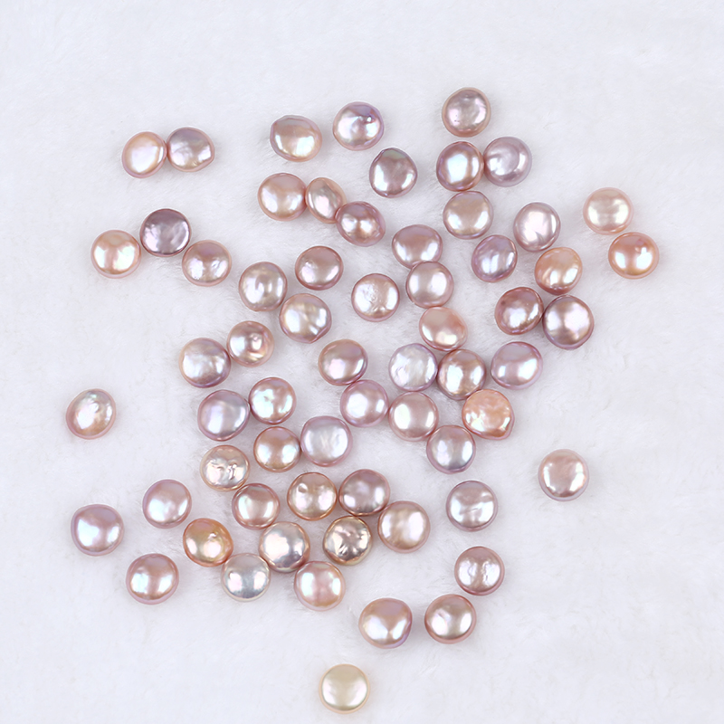 Natural Pink Purple Color Coin Pearl No Hole for Making Jewelry 