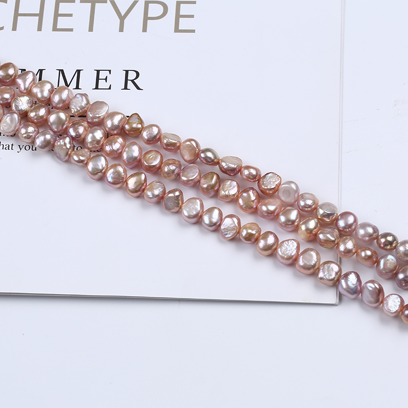 8-9mm High Quality Natural Colors Baroque Pearl Strand for Chain Necklace