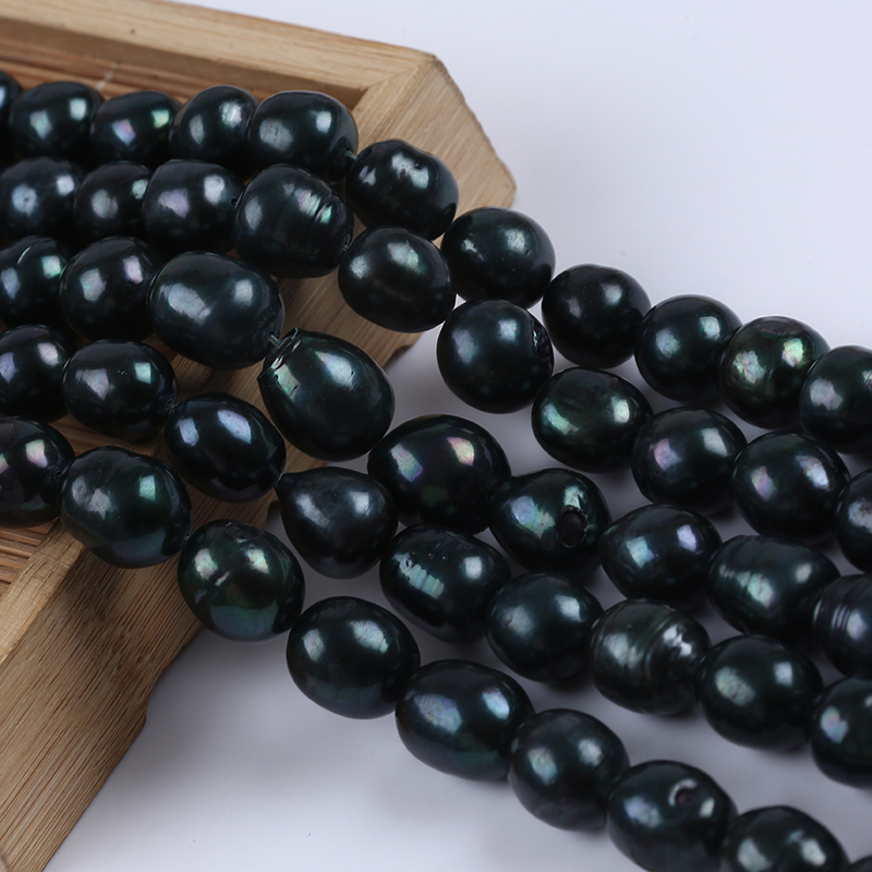 12-13mm Big Size Black Rice Pearl Strand For Women Necklace 